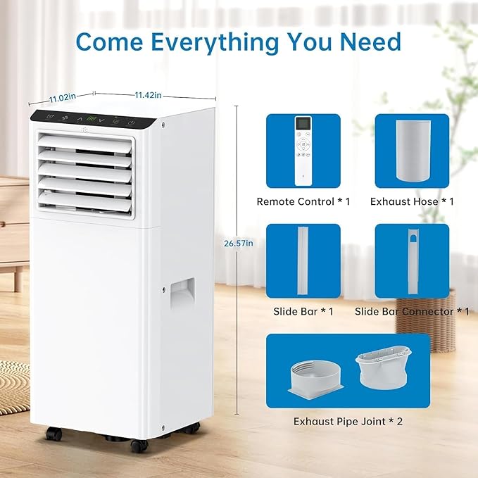 GarveeHome Portable Air Conditioner, Energy Efficient 8000 BTU AC, Window Kit & Remote, 24H Timer, Portable Air Conditioner with Vent. - Image 7