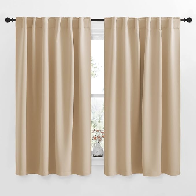 NICETOWN Window Treatment Curtains Room Darkening Drapes - (Biscotti Beige Color) 52 Width x 54 Drop Each Panel, 2 Panels Set, Curtains and Draperies for Kitchen by NICETOWN