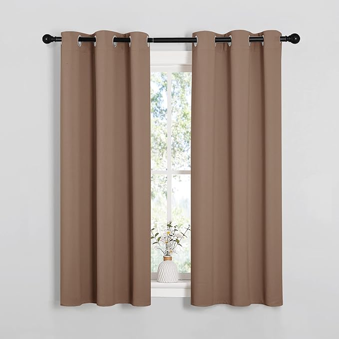 NICETOWN Window Draperies Room Darkening Curtain Panels, Window Treatment Thermal Insulated Solid Grommet Drapes for Bedroom (One Pair, 34 by 54 inches, Cappuccino) - Image 2