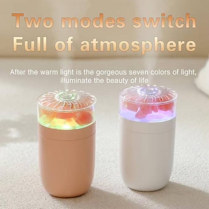 Himalayan Salt Lamp Ultrasonic Humidifier,Essential Oil Aromatherapy Diffuser,230ML Cool Mist Humidifier with Built-in Battery,7 Color Light,Auto Shut-Off Pink - Image 3