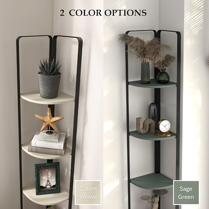 Furniture of America Leif Modern 5 Shelf Bookcase, Two-Tone Corner Bookshelf with Storage Space and Flat Metal Legs for Living Room, Bedroom, Office, Cream & Black - Image 7