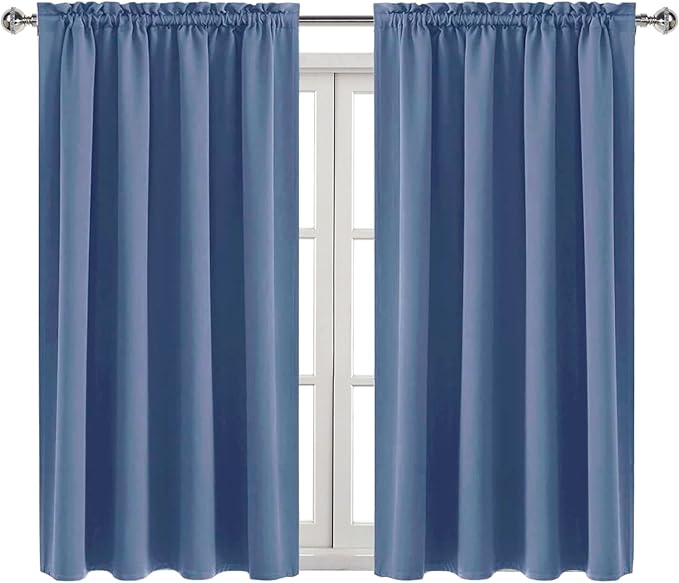 DWCN Blackout Curtains – Thermal Insulated, Energy Saving & Noise Reducing Bedroom and Living Room Curtains, Dusty Blue, W 52x L 54 Inch, Set of 2 Rod Pocket Curtain Panels - Image 9