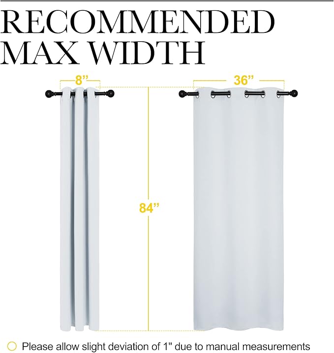 NICETOWN Easy Care Solid Thermal Insulated Grommet Room Darkening Curtains/Drapes for Bedroom (2 Panels, 42 by 84, Light Grey-Greyish White) - Image 7
