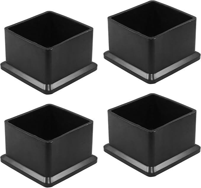 BokWin 4 Pcs Chair Leg Caps 1.6 Inch*1.6 Inch Square Furniture Floor Protectors Anti-Slip Plastic Sofa Table Chair Leg End Cap Cover(Black) by Unknown