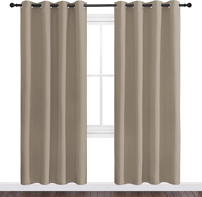 NICETOWN Taupe Blackout Curtains 78" Long for Office, 55" Wide, 2 Pieces, Dining Room, Guest Room, Sound Reducing Heat and Cold Block Curtain Panels for Modern Room Decorative - Image 2