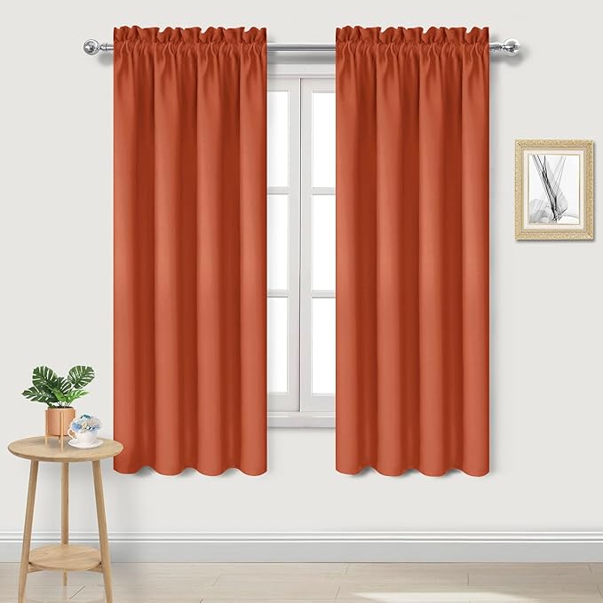 DWCN Blackout Curtains Thermal Insulated, Energy Saving & Noise Reducing Bedroom and Living Room Curtains, Burnt Ochre, W 38x L 63 Inch, Set of 2 Rod Pocket Curtain Panels by DWCN