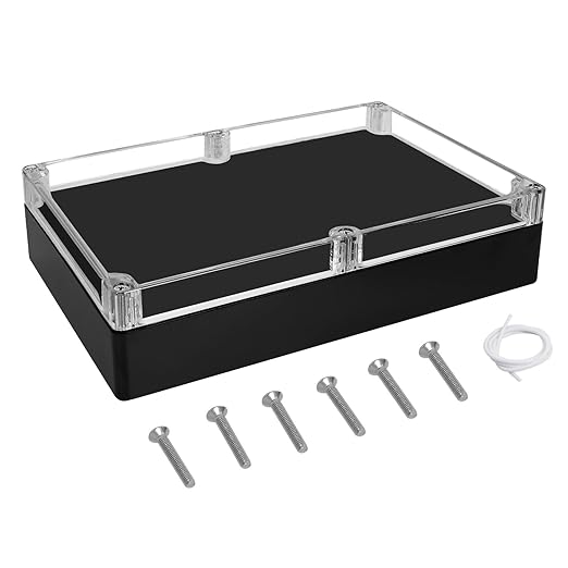 LeMotech Electrical Box Clear Cover Project Box IP65 Waterproof Junction Box ABS Plastic Case Universal Enclosure for Electronics, Black 10.3"x 7.1"x 2.3"(263x182x60mm)(Pack of 1) by LeMotech