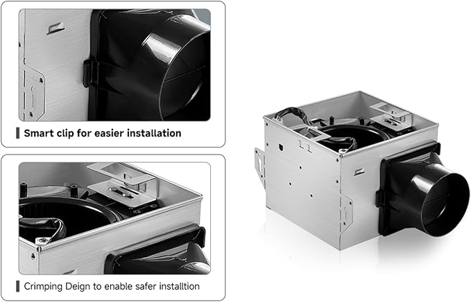 Tech Drive Bathroom Exhaust Fan 110 CFM, 1.5 Sone, 4-Inch Duct,No Attic Access Needed,Very Quiet Ventilation Fan, Easy to Install Ceiling Mounted, White, ETL Certified - Image 4