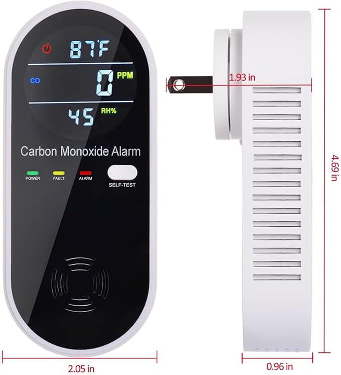 3-in-1 Carbon Monoxide Detector, Carbon Monoxide Detector Plug in Wall with Temperature & Humidity Display, CO Alarm Monitor with Color LCD Display, Accurate & Easy to Install - Image 3