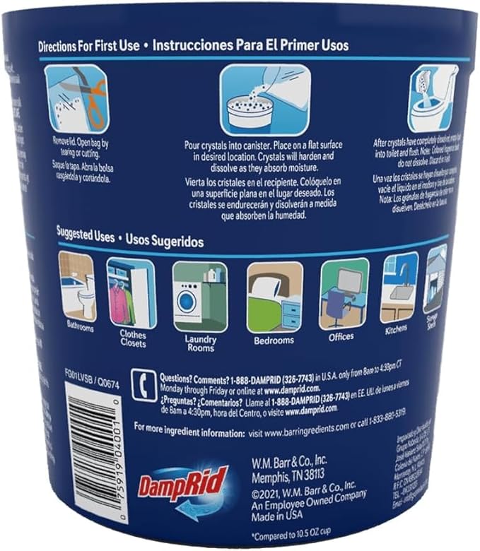 Damp Rid Refillable Moisture Absorber – Pure Linen Humidity Absorber & Odor Absorber with 11oz Cup and 44oz Refill Bag, Cleaner Air for Closet & Bathroom – ILIOS Packaging - Image 4