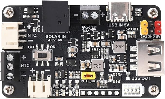 Solar Power Management Module for 5V Solar Panel & 3.7V Lithium Ba-ttery Charging, USB/Type-C Input, 5V/3.3V Output, Ba-ttery Protection for IoT & Environmental Monitoring - Image 4