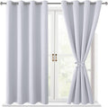 Hiasan Blackout Curtains for Bedroom - Thermal Insulated & Energy Saving Window Curtains for Living Room/Kids Room, 2 Drape Panels Sewn with Tiebacks, Greyish White, 52 x 45 Inch by Hiasan