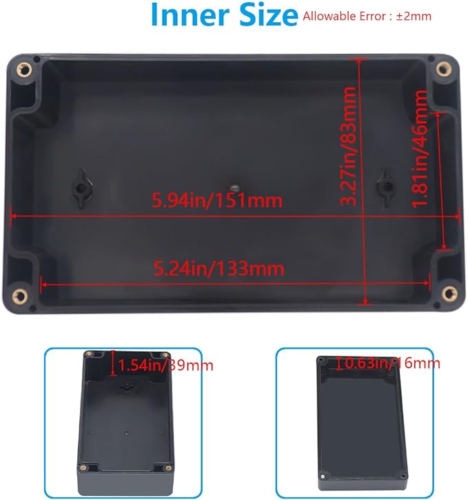 Outdoor Waterproof Junction Box IP67 Project Box ABS Black Electrical Boxes Electronic Enclsoure for DIY Project 6.2 x 3.5 x 2.4 inch (158x90x60mm) - Image 5