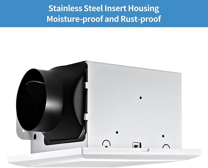 Bathroom Exhaust Fan 110 CFM Very Quiet with Matel Housing, Ceiling Mount Ventilation Fan Large Air-flow Capacity, Energy-Saving Household Bath Vent Extractor, White Plastic Grille - Image 8