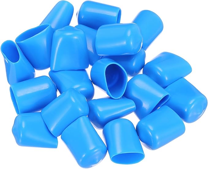 uxcell 20pcs Rubber End Caps 15mm(9/16") ID Vinyl PVC Round Tube Bolt Cap Cover Screw Thread Protectors,Light Blue - Image 4