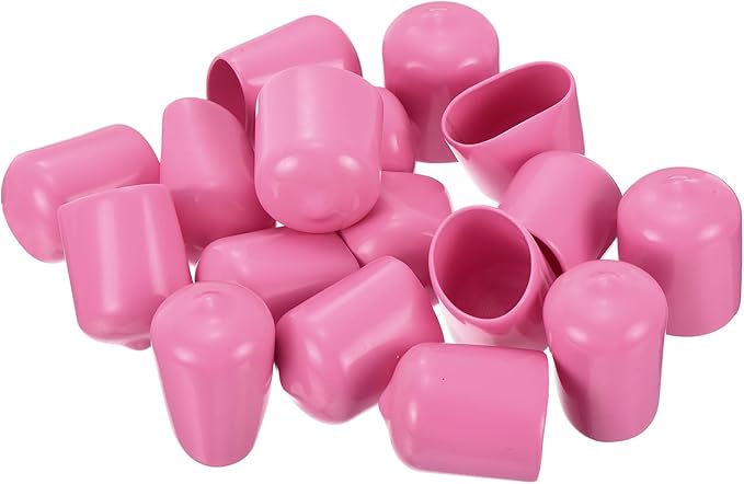 uxcell 20pcs Rubber End Caps 17mm ID Vinyl PVC Round Tube Bolt Cap Cover Screw Thread Protectors Pink - Image 4