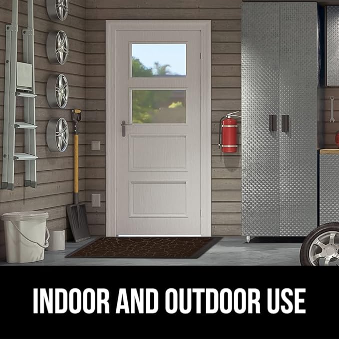 GORILLA GRIP 100% Waterproof All-Season WeatherMax Doormat 35x23, US Designed Natural Rubber, Stain and Fade Resistant, Low Profile Indoor Outdoor Door Mats, Easy Clean Patio Mat, Dark Brown Pebble - Image 9