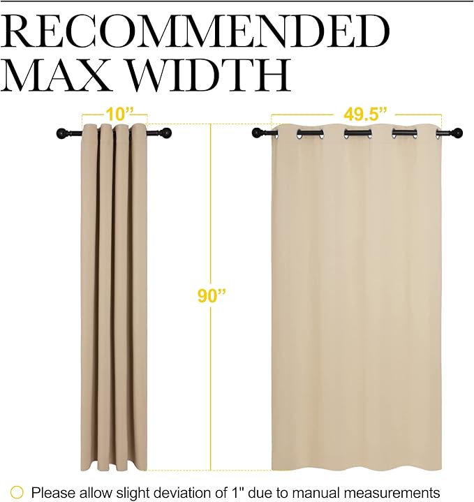 NICETOWN Bedroom Room Darkening Curtains - Triple Weave Microfiber Grommet Top Thermal Insulated Solid Panels/Drapes for Kid's Room (Biscotti Beige, 1 Pair, 55 inches by 90 Inch) - Image 7