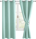 Hiasan Room Darkening Curtains for Bedroom, Noise Reducing, Energy Saving Blackout Window Curtain Panels, Sewn with Tiebacks, Set of 2, Grommet Top (Aqua, Width 38 Inch x Length 72 Inch) by Hiasan