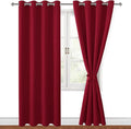 Hiasan Blackout Curtains for Bedroom, 52 x 84 Inches Long - Thermal Insulated & Light Blocking Window Curtains for Living Room, 2 Drape Panels Sewn with Tiebacks, Christmas Red by Hiasan
