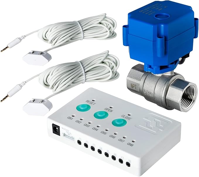 iSpring LS43 Water Leak Detector Alarm System, Automatic Shut-Off Valve and 2 Detection Sensors, Connects Up to 8 Sensor to Prevent Flooding, 3/4" NPT by iSpring