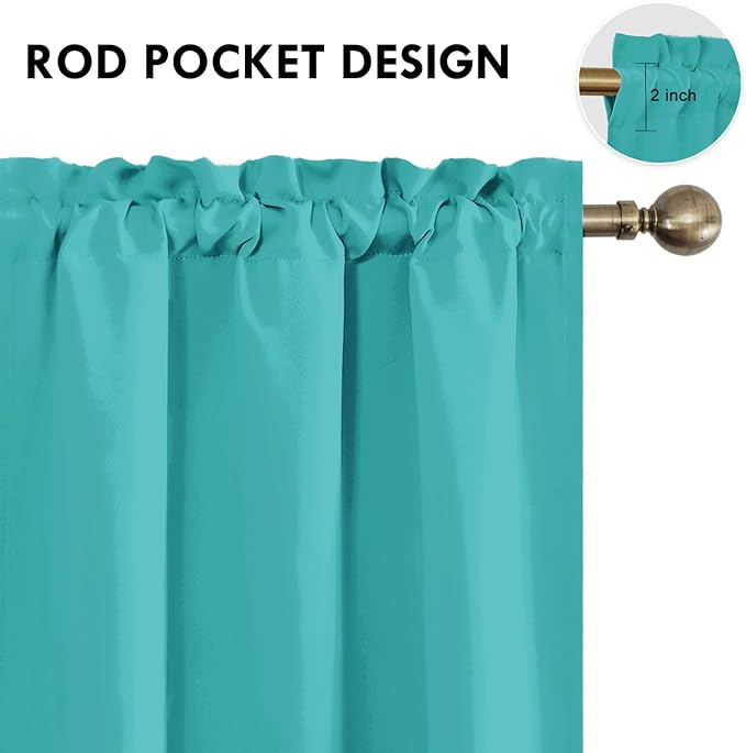 DWCN Blackout Curtains for Living Room Thermal Insulated, Energy Saving & Noise Reducing Bedroom Curtains, Peacock Blue, W 42x L 54 Inch, Set of 2 Rod Pocket Curtain Panels - Image 4