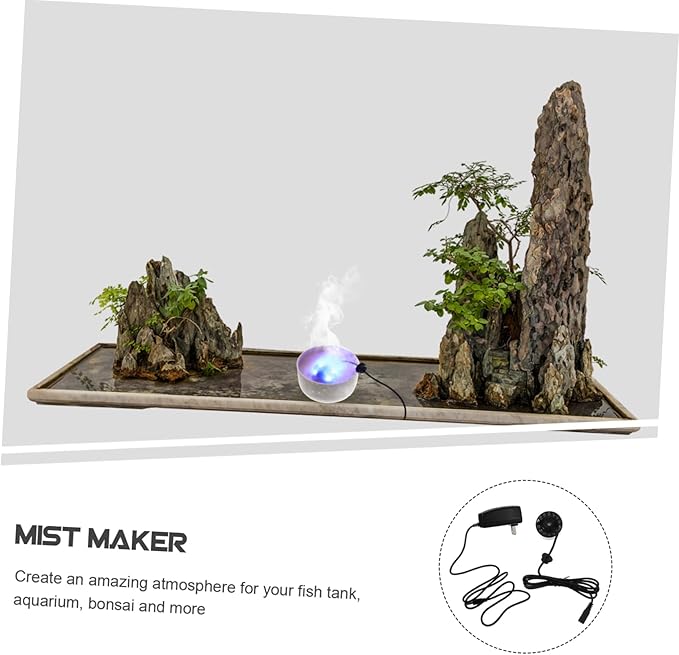 Cabilock Rockery Ultrasonic Mist Maker with Led Lights Practical Air Humidifier for Fish Tanks Bonsai Gardens and Indoor Fountains Us Creates Decorative Mist Atmosphere - Image 8