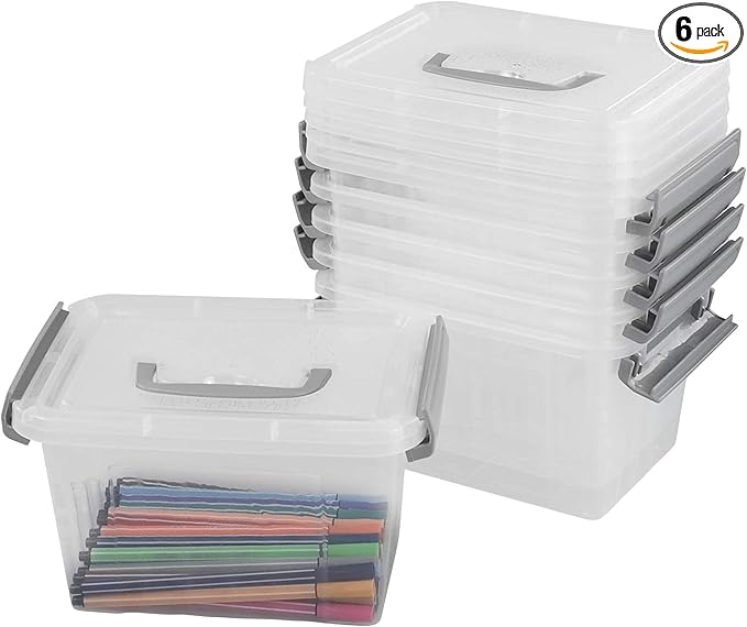 3 L Small Storage Bins, Clear Storage Box with Lid, 6 Pack by Unknown