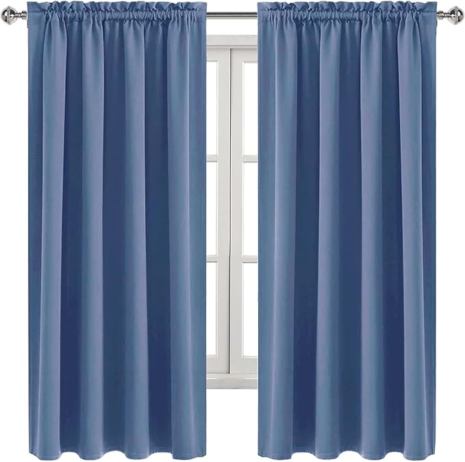 DWCN Blackout Curtains – Thermal Insulated, Energy Saving & Noise Reducing Bedroom and Living Room Curtains, Dusty Blue, W 52x L 63 Inch, Set of 2 Rod Pocket Curtain Panels - Image 9