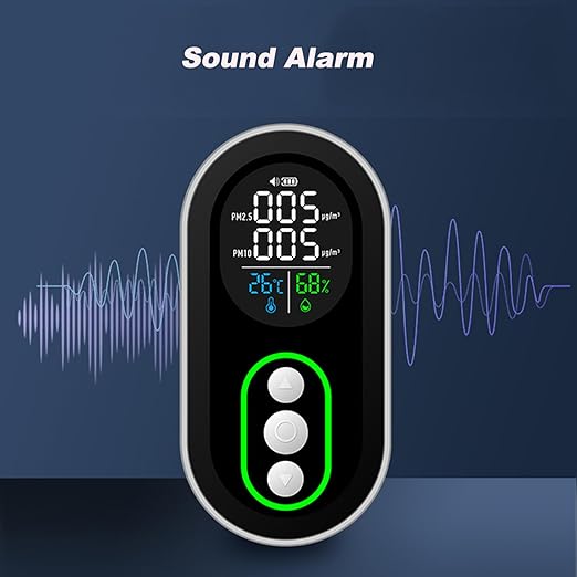 Protmex Indoor Air Quality Monitor, PM2.5 PM10 Detector with Real-Time Display & Buzzer Alarm, Temperature Humidity Sensor, Portable Air Pollution Tester for Home, Office, Car, Baby Room - Image 4