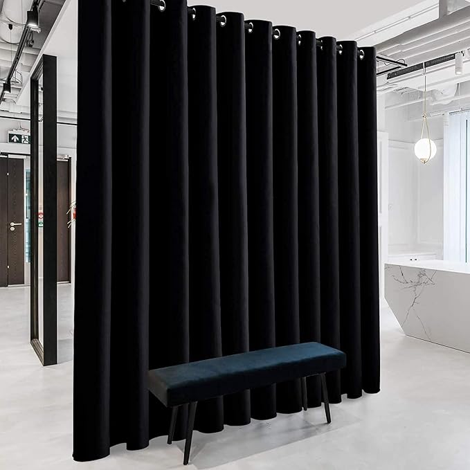 RYB HOME Blackout Room Divider Curtains Thermal Insulated Energy Efficiency Noise Reduce Verical Blinds for Living Room Bedroom Dining Sunroom Basement Wall Divider, 1 Pc, Black, W 20ft x L 8ft by RYBHOME
