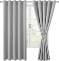 Hiasan Grommet Blackout Curtains for Bedroom, 60 x 72 Inches - Thermal Insulated & Light Blocking Window Drapes for Living Room/Dorm Room, Set of 2 Panels Sewn with Tiebacks, Silver Grey by Hiasan