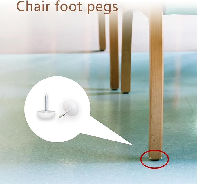 50 Pcs Furniture Feet Nail Plastic Glide Nails Round Chair Table Leg Protector Pads 0.47×0.47inch White - Image 7