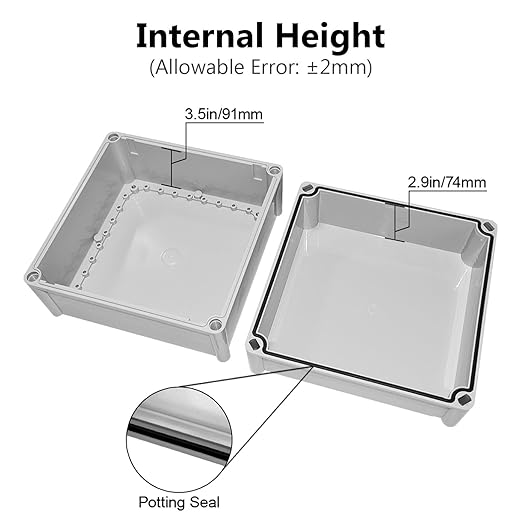 LeMotech Waterproof Dustproof IP67 Junction Box DIY Case Enclosure Gray 11 x 11 x 7.1 inch (280 x 280 x 180 mm) - Image 4