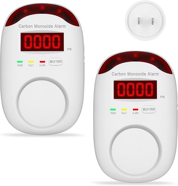 Plug-in Carbon Monoxide Detectors,Koabbit CO Level Monitoring Alarm with Light & Digital Display for Home/Kitchen/Bedroom,Accurate & Easy to Install(2 Pack) - Image 2