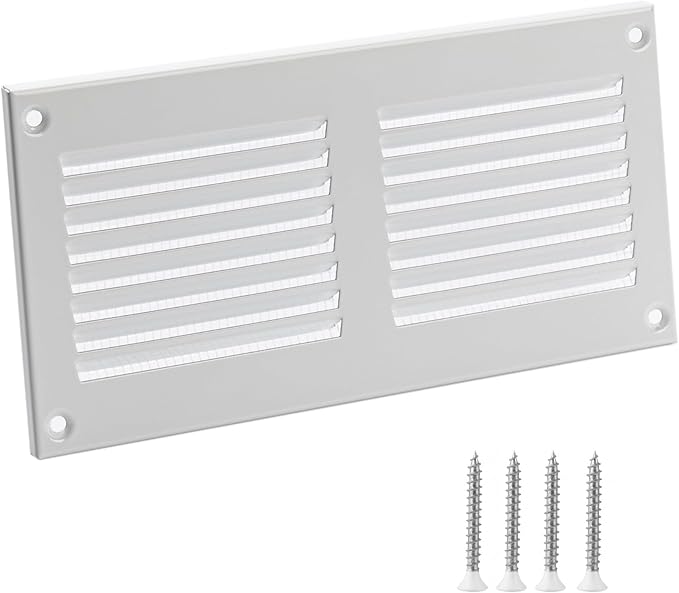 6x2 Vent Cover (Duct Opening) - White HVAC Return Air Grille for Wall and Ceiling - Metal AC Vent Cover with Mesh - Rectangular Ventilation Register - External Dimensions: 7.87" W x 3.94" H by TURvent
