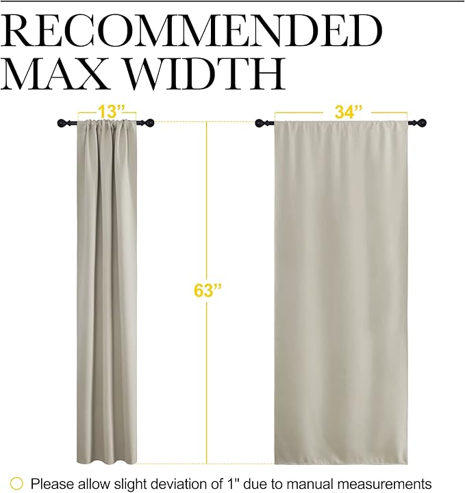 NICETOWN Blackout Curtains for Living Curtains, Room Darkening Window Curtain Panels, Easy-Care Solid Thermal Insulated Draperies/Drapes for Daughter Room (Natural, 2 Panels, 34 by 63) - Image 7
