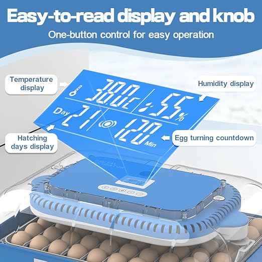 HOWOOlUA 70 Egg Incubator for Hatching Eggs withAuto Turn, Temp & Humidity Control, Built-in CandleLarge Capacity Egg Incubator for Chicken Duck Goose Eggs - Image 2