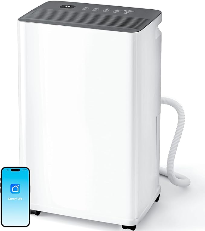 2500 sq.ft Dehumidifier for Basement, Smart APP WiFi Control,35 Pint Dehumidifiers for Home with Drain Hose, 24H Timer & Child Lock, Quiet & Eco, Ideal for Large Rooms, Bathroom, Bedroom, Garage by Manastin