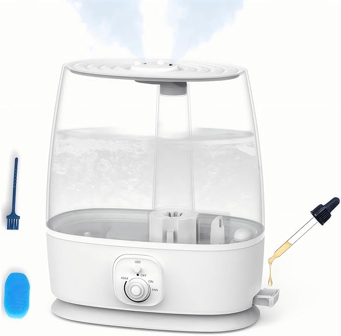 6L Humidifier for Large Room - Cool Mist Ultrasonic with 60H Runtime, Top Fill, Whisper Quiet ≤28dB, Auto Shut-Off, Essential Oil Diffuser & Night Light for Baby Nursery Bedroom Office - Image 7