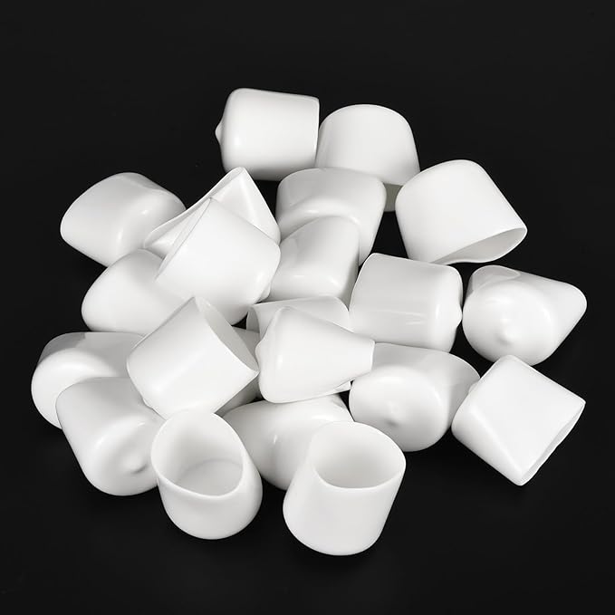 uxcell 20pcs Rubber End Caps 26mm ID Vinyl Round End Cap Cover Screw Thread Protectors White - Image 4