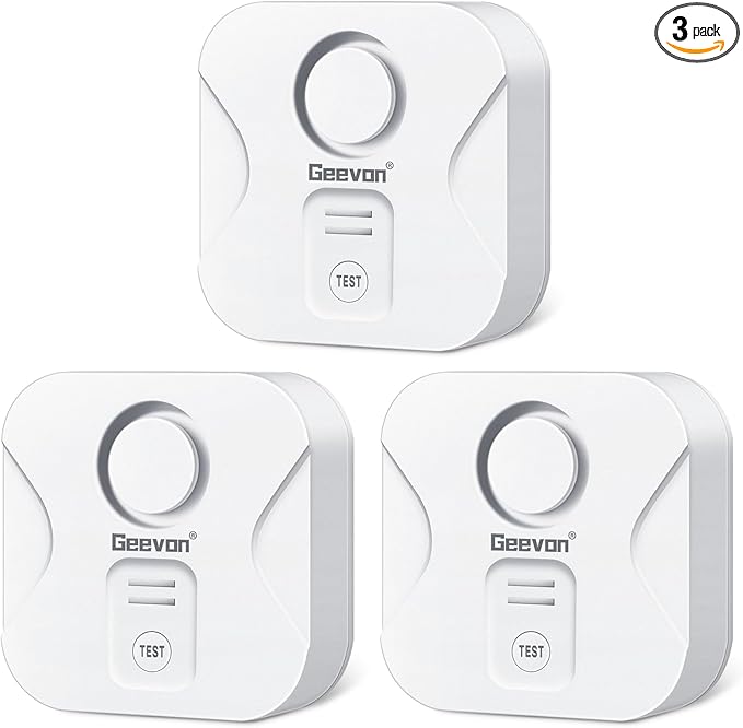 Geevon 3 Pack Water Leak Detectors for Home, 100dB Loud Water Alarm Sensor Leak Detection with Drip Alert for Basements, Laundry Rooms, Kitchen, IP56 Waterproof(Battery Included) by GEEVON