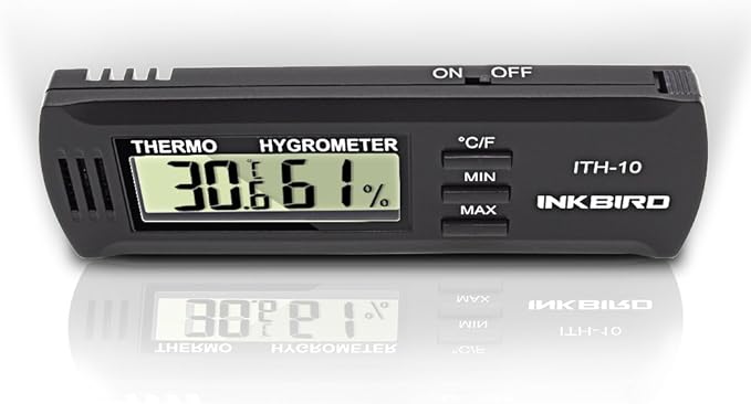 Inkbird ITH10 Digital Thermometer & Hygrometer, Black, Wall Mount, DC 3V, for Greenhouse Indoor Use Temperature & Humidity Monitor with Min/Max Memory - Image 5