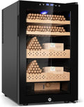 Electric Cooler Cabinet 70L with Temperature and Humidity Control, Spanish Cedar Wood Shelves and Safety Lock (500 Counts Capacity), Gift for Men by FoMup