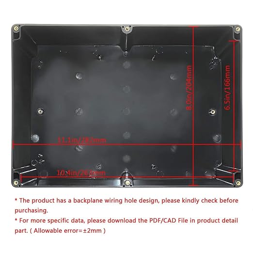 LeMotech Project Box ABS Plastic IP65 Waterproof Dustproof Electrical Junction Box Outdoor Enclosure for Electronics Black 11.41" x 8.26" x 3.93" (290 x 210 x 100mm) - Image 2