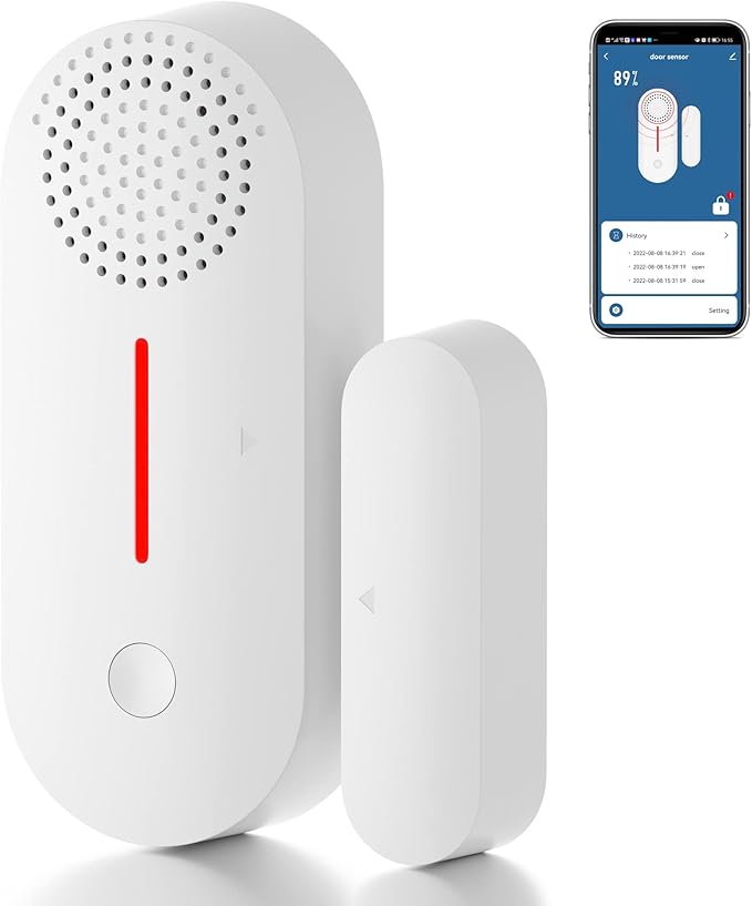 WiFi Door Sensor Alarm: Smart Door Window Sensor with 90db Alarm & App Notification, Wireless Door Open Contact Sensor for Home Security Burglar Alert Compatible with Alexa Google Home (1pack) by SENCKIT