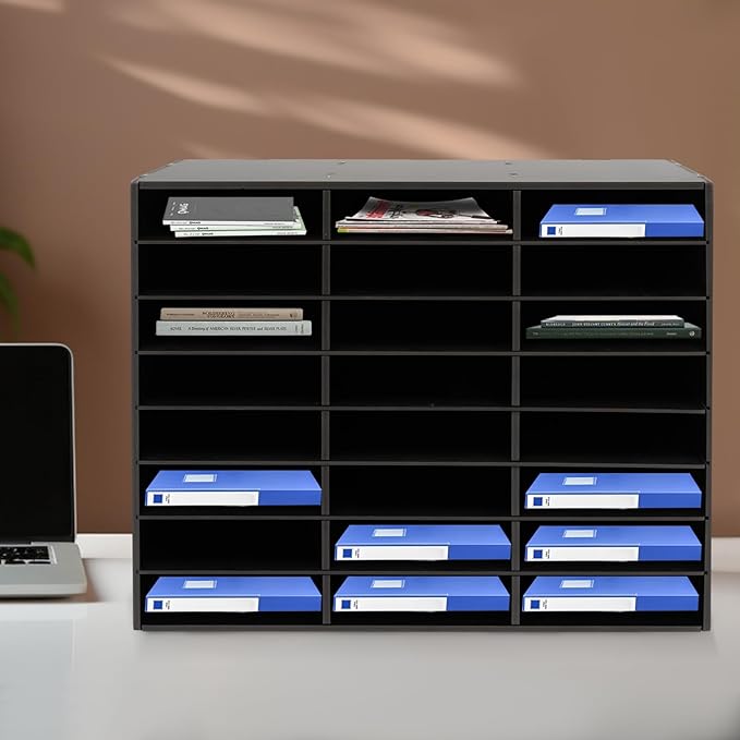 Literature Organizers 24/36Slots Mail Sorter Compartment Files Rack File Cabinet Mail Organizer Office Mailbox Storage Files Manuals Books for Office Company (BGQHQNI9WDFKH - 24 Slots - Black) - Image 7