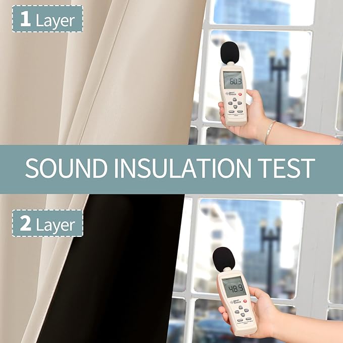 BGment Blackout Curtains for Living Room 84 Inch Length 2 Panels Set, Full Room Darkening Thermal Insulated Noise Cancelling Privacy Window Curtains with Rod Pocket, Each Panel 52 Inch, Champagne - Image 9
