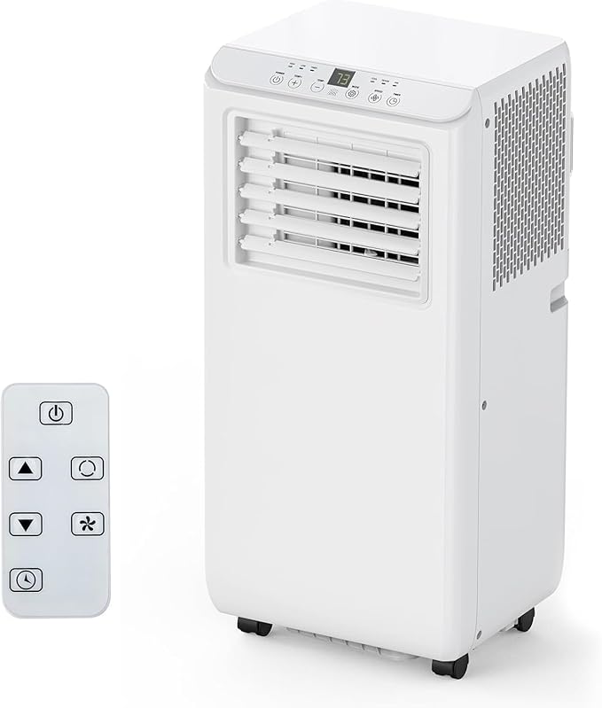 Rapid Breeze 8,000 BTU Portable Air Conditioner - 3 in-1 AC Unit with Dehumidifier, Fan & Sleep Mode - Remote Control, 24H Timer, Window Kit for 350 Sq.Ft Bedroom/Office by GarveeTech