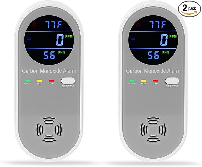 2 Packs Carbon Monoxide Detectors, Plug in Carbon Monoxide Alarm, 3-in-1 Real-time Digital Display Fahrenheit(°F) & Humidity, Co Detector Monitor for Home,RV,Apartment by ProductCategory
